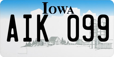 IA license plate AIK099