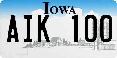 IA license plate AIK100