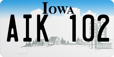 IA license plate AIK102