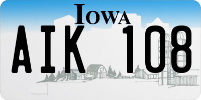 IA license plate AIK108