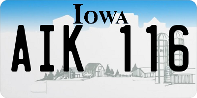 IA license plate AIK116