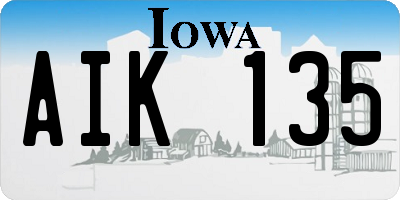 IA license plate AIK135