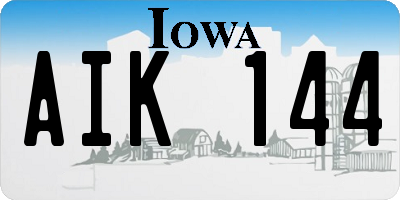 IA license plate AIK144