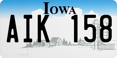 IA license plate AIK158