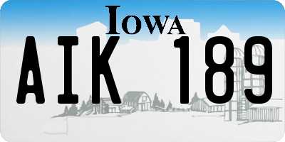 IA license plate AIK189