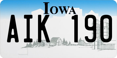 IA license plate AIK190