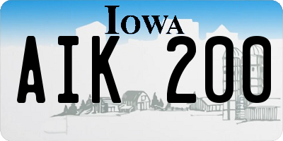 IA license plate AIK200