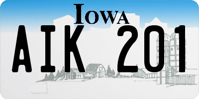 IA license plate AIK201