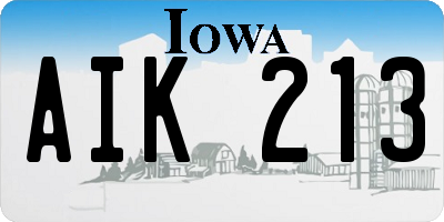 IA license plate AIK213