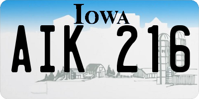 IA license plate AIK216