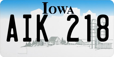 IA license plate AIK218