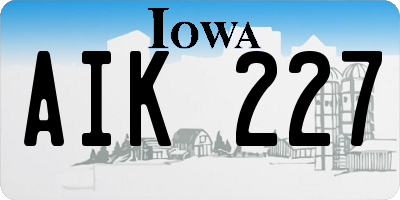 IA license plate AIK227