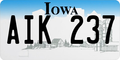 IA license plate AIK237