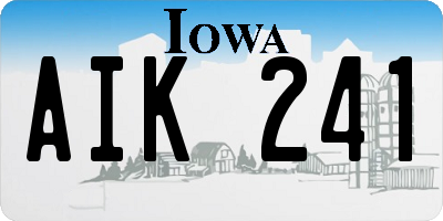 IA license plate AIK241