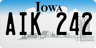 IA license plate AIK242