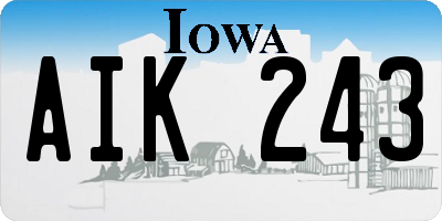 IA license plate AIK243