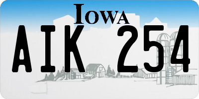 IA license plate AIK254