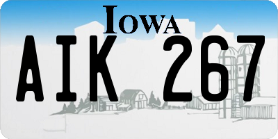 IA license plate AIK267