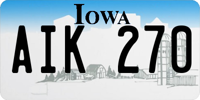 IA license plate AIK270