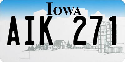 IA license plate AIK271