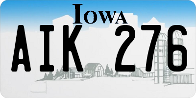 IA license plate AIK276