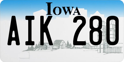 IA license plate AIK280