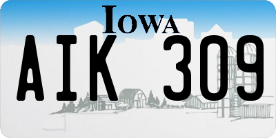 IA license plate AIK309