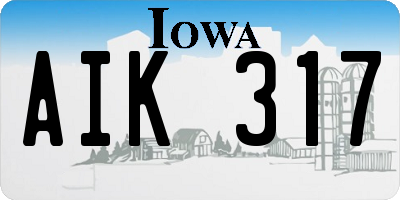 IA license plate AIK317