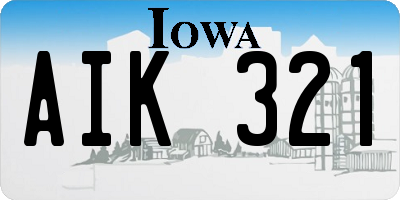 IA license plate AIK321