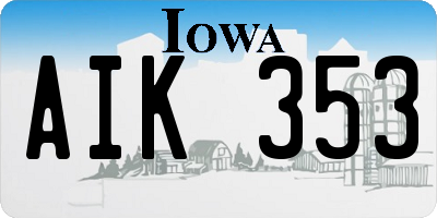 IA license plate AIK353