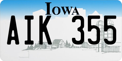 IA license plate AIK355