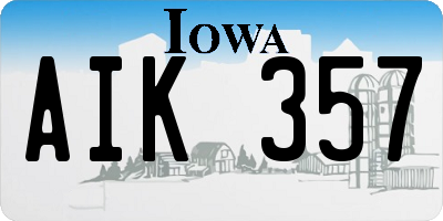 IA license plate AIK357