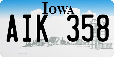 IA license plate AIK358