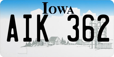 IA license plate AIK362