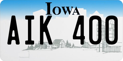 IA license plate AIK400