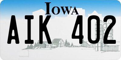 IA license plate AIK402