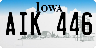 IA license plate AIK446