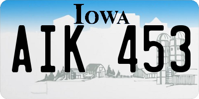 IA license plate AIK453