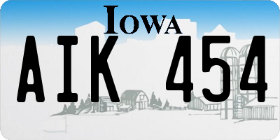 IA license plate AIK454
