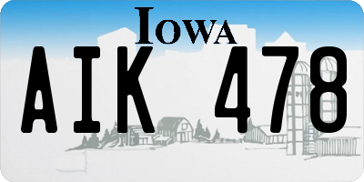 IA license plate AIK478