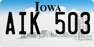IA license plate AIK503