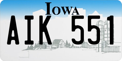 IA license plate AIK551