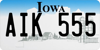 IA license plate AIK555