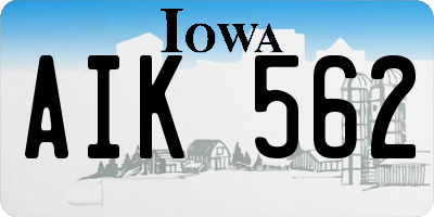 IA license plate AIK562