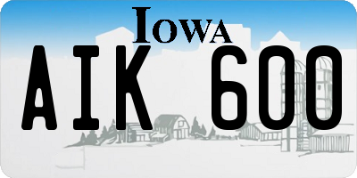 IA license plate AIK600