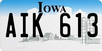 IA license plate AIK613