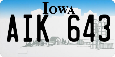 IA license plate AIK643