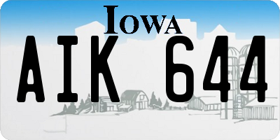 IA license plate AIK644