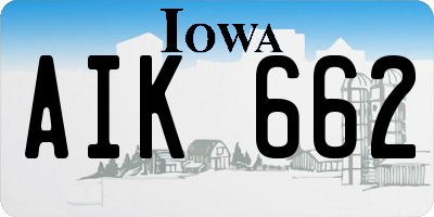 IA license plate AIK662