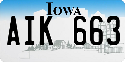 IA license plate AIK663